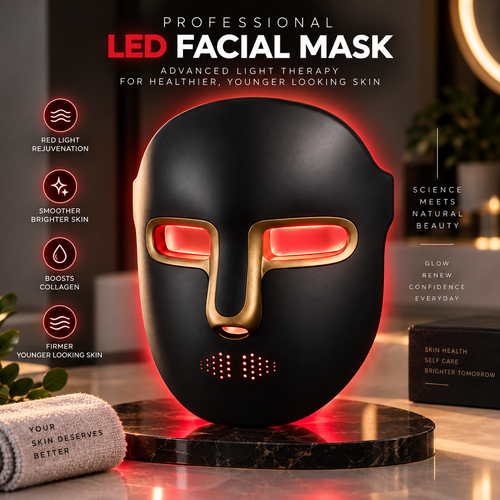 Red Light Therapy for Face Mask – LED Face Mask Light Therapy with Red Blue LED and Infrared Light, Anti-Aging, Blemish Repair Treatment