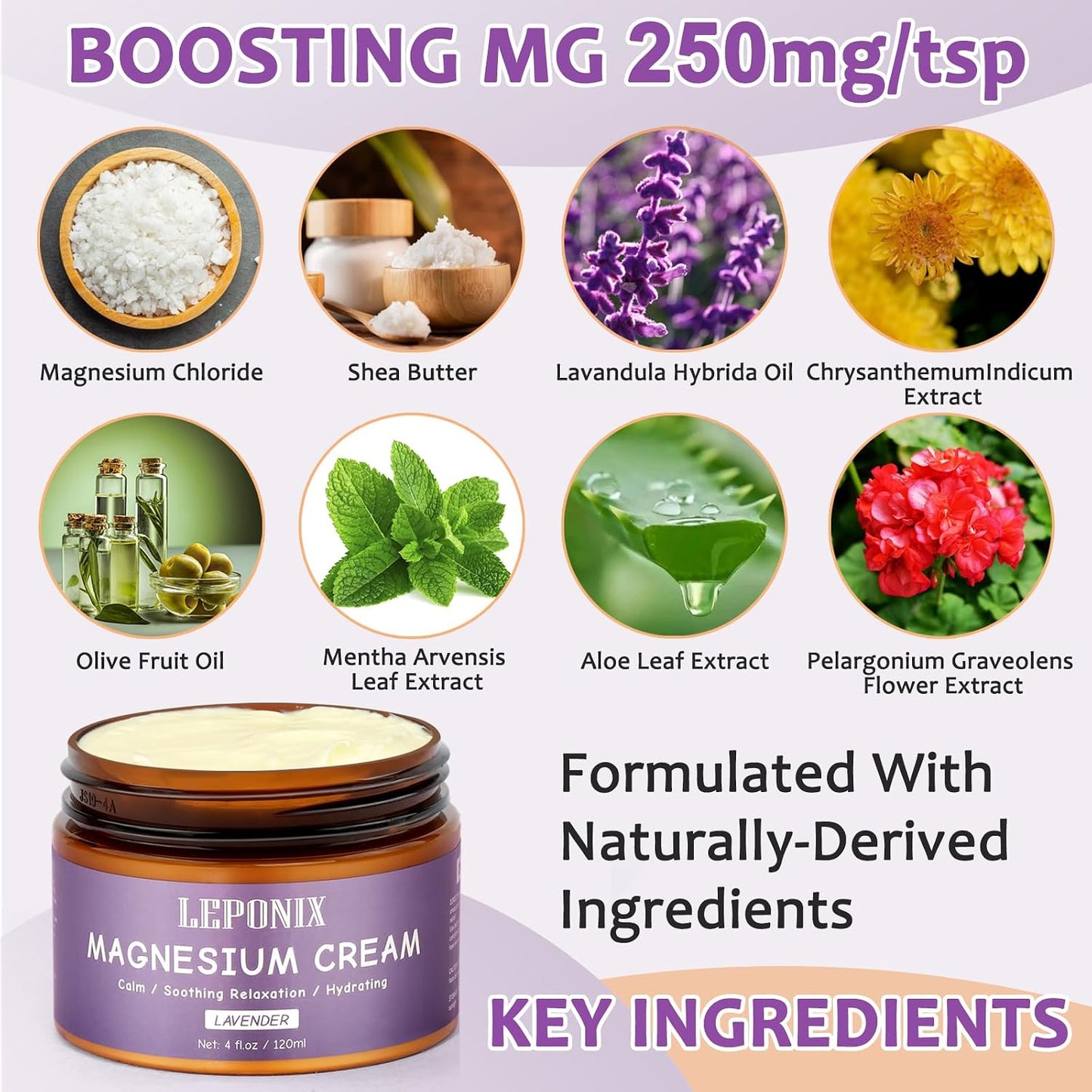 Magnesium Cream for Sleep & Muscle Recovery - Soothing Topical Magnesium Lotion for Leg Cramps, Joint Comfort, Pain Relief - Relaxing Magnesium Body Butter for Men Women Kids (120Ml, Lavender)