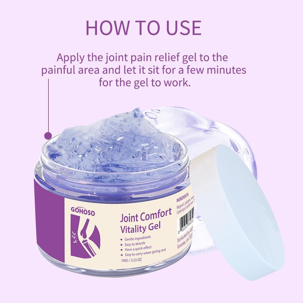 Joint Purple Gel, Cooling Massage Cream with Turmeric for Back, Neck, Joints & Muscles – Hydrating Gel for Active Lifestyles