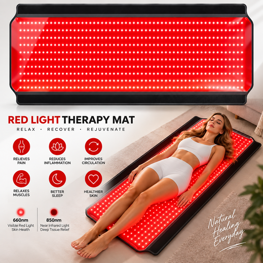 Full Body Red Light Therapy Mat, 59.1"*25.6" Whole Red Light Therapy Pad for Body with 660Nm & 850Nm, 600 Leds Redlight Blanket with Adjustable Timer & Intensity, Gifts for Women, Men, and Pets