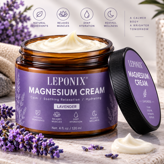 Magnesium Cream for Sleep & Muscle Recovery - Soothing Topical Magnesium Lotion for Leg Cramps, Joint Comfort, Pain Relief - Relaxing Magnesium Body Butter for Men Women Kids (120Ml, Lavender)