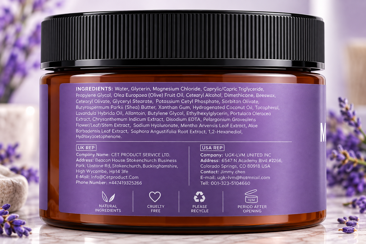 Magnesium Cream for Sleep & Muscle Recovery - Soothing Topical Magnesium Lotion for Leg Cramps, Joint Comfort, Pain Relief - Relaxing Magnesium Body Butter for Men Women Kids (120Ml, Lavender)
