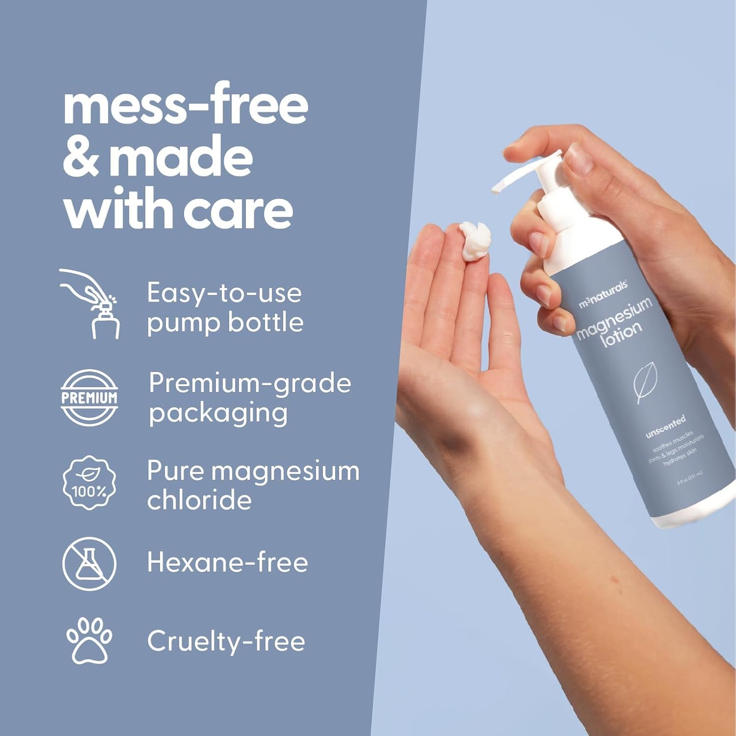 Unscented Magnesium Lotion for Sleep & Relaxation, 8 Fl Oz by M3